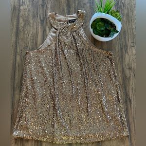 Gold Sequin Tank Top Sz Med